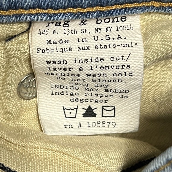 Rag & Bone Skinny Jeans Womens 29 Blue Ripped Distressed Denim Light Wash - Picture 10 of 16